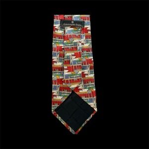 Vintage Ermenegildo Zegna Italy Men's Multicolor Sail Boat Pattern Silk Neck Tie